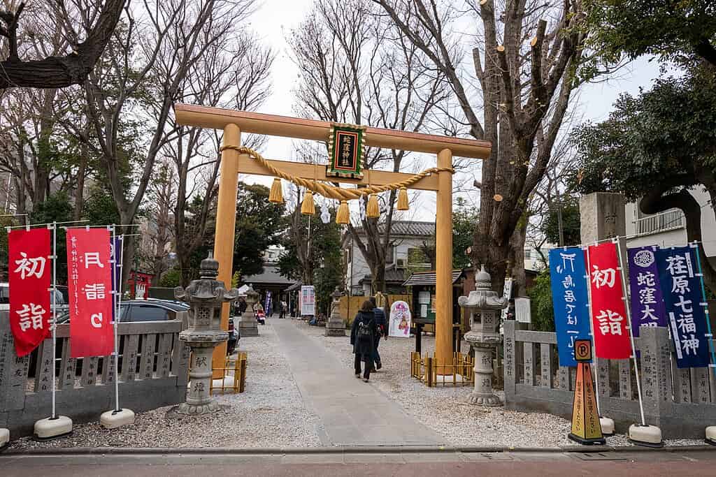 蛇窪神社の社号標と鳥居